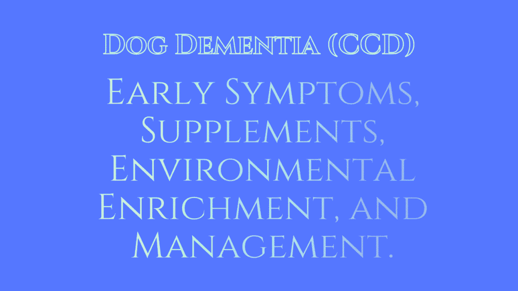 Dog Dementia (CCD): Early Symptoms, Supplements, Environmental Enrichment, and Management 1 Dog Dementia