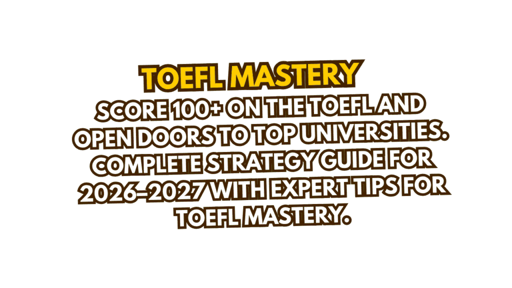 TOEFL Mastery: The Complete Strategy to Score 100+ and Unlock Top University Admissions (2026–2027) 1 TOEFL Mastery